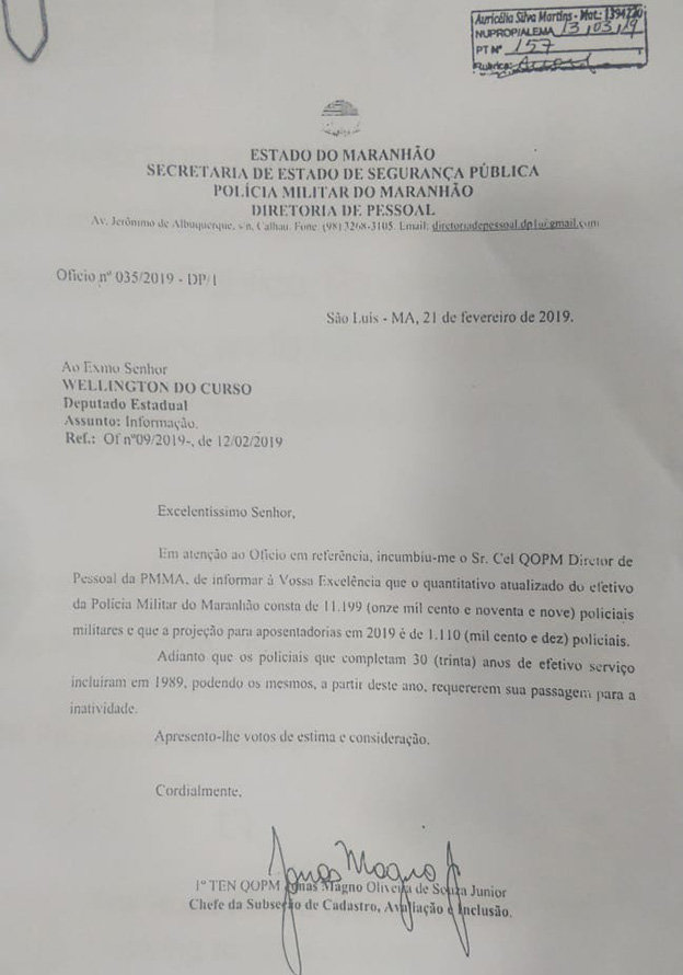 pms Polícia Militar do Maranhão desmente Flávio Dino através de ofício