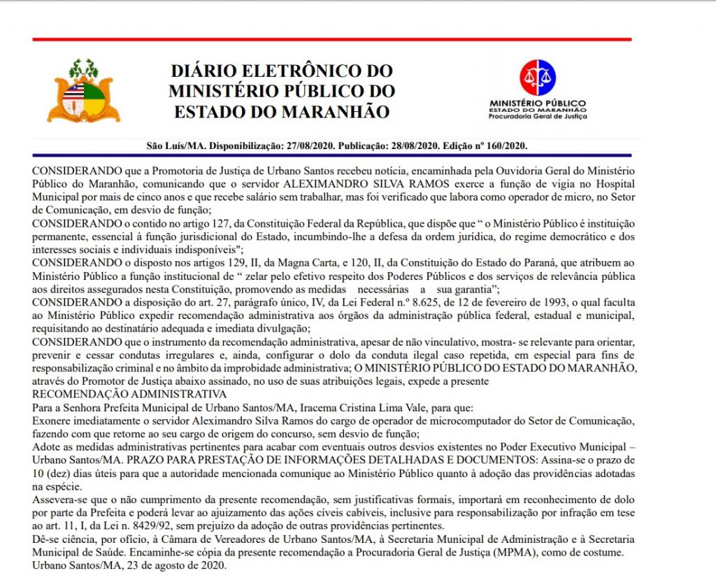 MP-1024x829 MP pede a exoneração de vigia que trabalha na comunicação da Iracema Vale em Urbano Santos