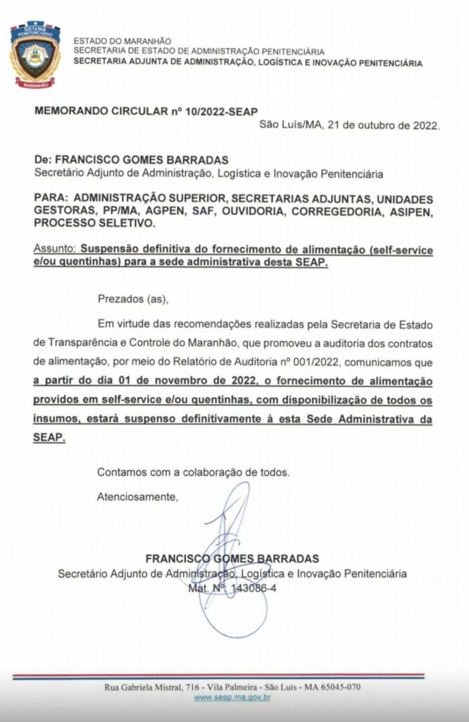 SEAP-666x1024 Governo do Maranhão suspende refeições na SEAP