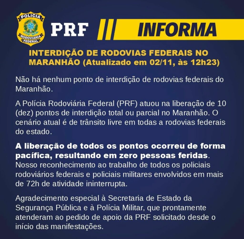 WhatsApp-Image-2022-11-02-at-14.45.34-1024x1000 PRF confirma que não há mais bloqueios em rodovias federais no Maranhão